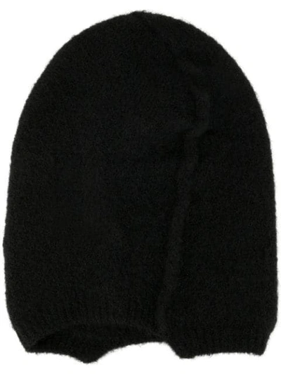 Shop Isabel Benenato Asymmetric Knit Beanie In Black