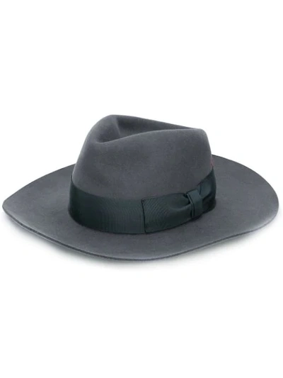 Shop Super Duper Hats Greatful Ribbon Fedora Hat In Grey