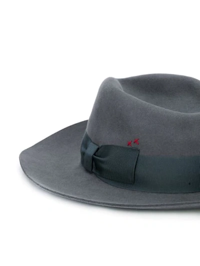 Shop Super Duper Hats Greatful Ribbon Fedora Hat In Grey