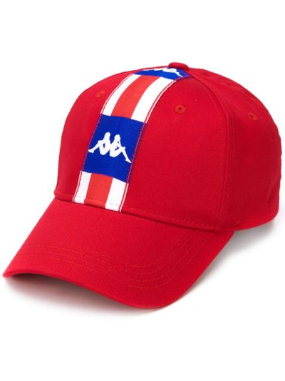 Shop Kappa Logo Stripe Baseball Cap In Red