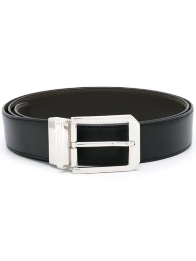 Shop Ermenegildo Zegna Silver-tone Hardware Belt In Black