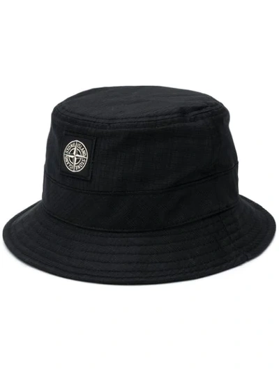 Shop Stone Island Logo Patch Bucket Hat In Black