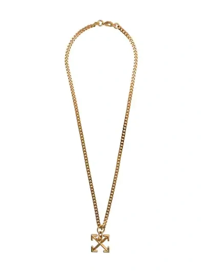 Shop Off-white Arrow Logo Necklace In Gold