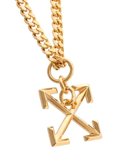 Shop Off-white Arrow Logo Necklace In Gold