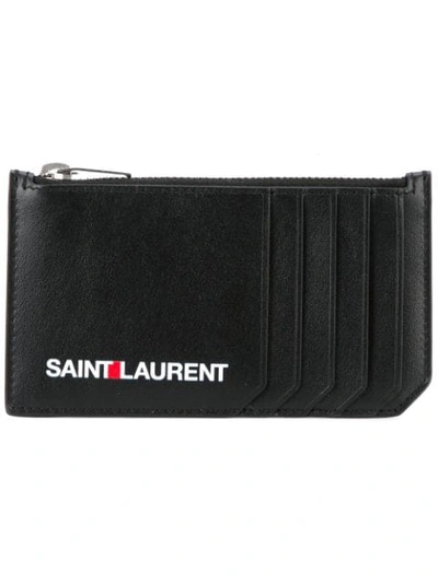 Shop Saint Laurent Print Zip Pouch In Black
