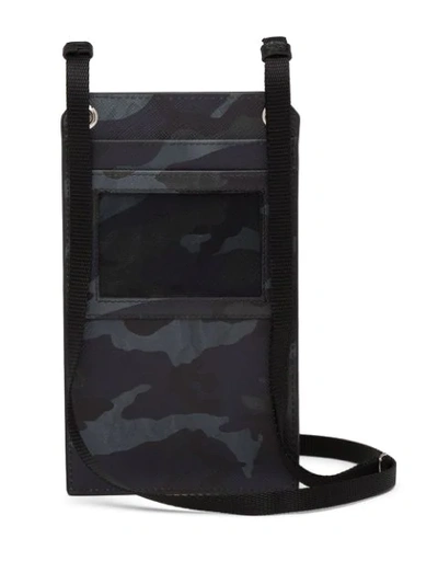 Shop Prada Camouflage Saffiano Cellphone Case In Black