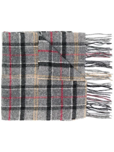 Shop Barbour Checked Scarf In Grey