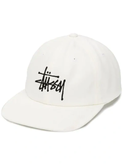 Shop Stussy Logo Embroidery Baseball Cap In White