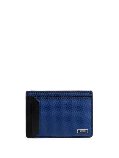 Shop Tumi Textured Clip On Cardholder In Blue