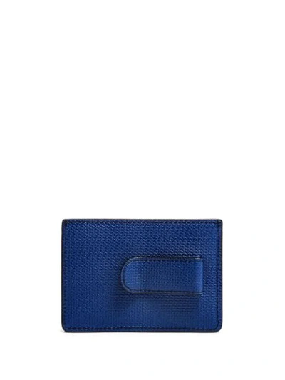 Shop Tumi Textured Clip On Cardholder In Blue