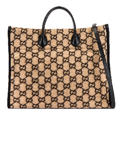 Shop Gucci Tote Bag In Beige Ebony & Black