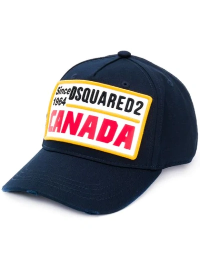 Shop Dsquared2 Embroidered Baseball Cap In Blue