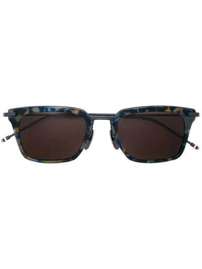 Shop Thom Browne Abstract Print Square Frame Sunglasses In Blue