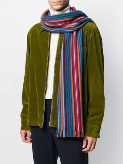 Shop Altea Striped Scarf In Blue