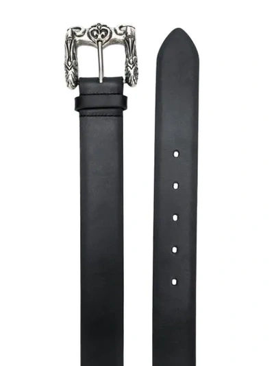 Shop Saint Laurent Ornate Buckle Belt In Black