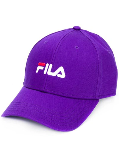 Shop Fila Logo Embroidery Baseball Cap In Purple