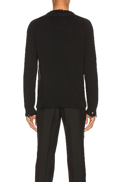 Saint Laurent Distressed-effect Crew Neck Jumper In Black