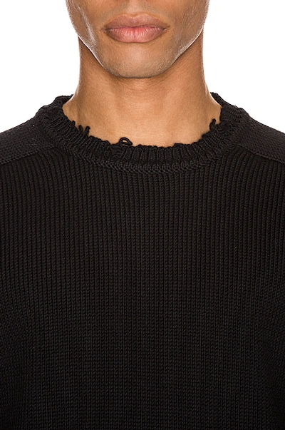 Saint Laurent Distressed-effect Crew Neck Jumper In Black