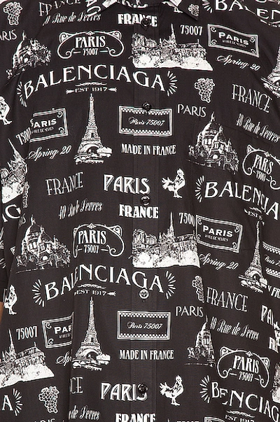 Shop Balenciaga Short Sleeve Normal Fit Shirt In Black & White