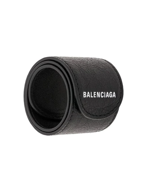 balenciaga logo print leather bracelet