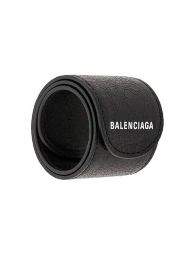Shop Balenciaga Logo Print Bracelet In Black