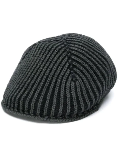 Shop Altea Panelled Ribbed Knit Hat In 01 Nero-grigio