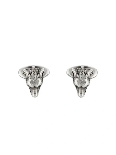 Shop Gucci Anger Forest Wolf Head Cufflinks - Metallic