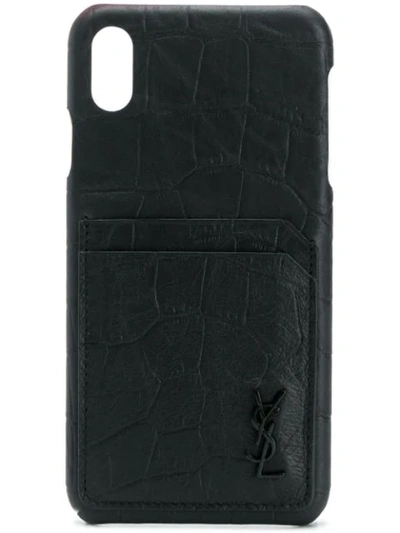 Shop Saint Laurent Crocodile-embossed Iphone Xs Max Case In Black