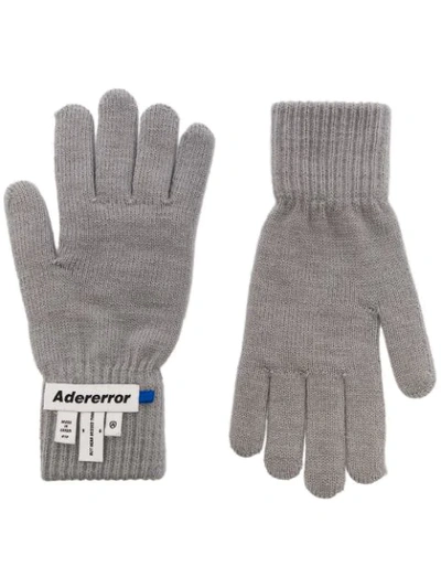 Shop Ader Error Logo Patch Gloves In Grey