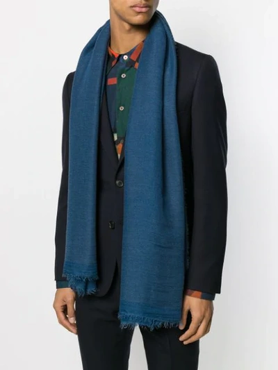 Shop Faliero Sarti Frayed Plain Scarf In Blue