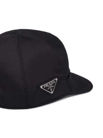 Shop Prada Logo Plaque Baseball Cap In Black
