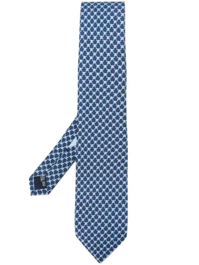 Shop Ferragamo Bull Print Neck Tie In Blue