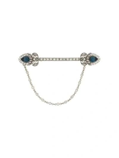 Shop Dolce & Gabbana Crystal-embellished Pin Brooch In Silver