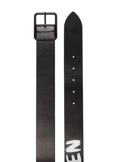 Shop Alexander Mcqueen Reversible Leather Logo Belt In Black