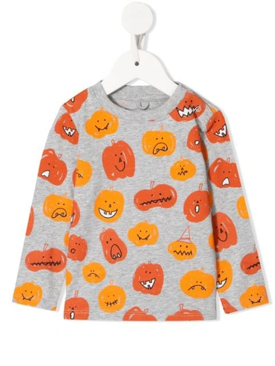 Shop Stella Mccartney Pumpkin-print T-shirt In Grey