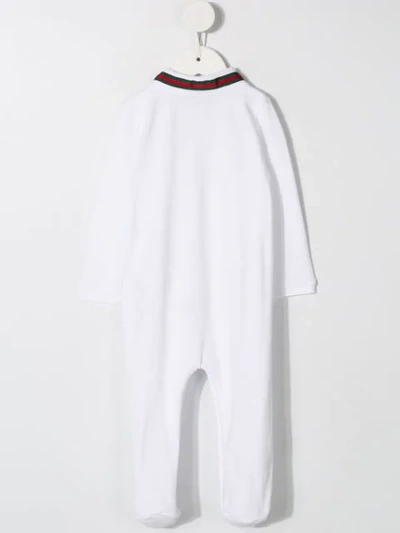 Shop Gucci Bee Collar Babygrow In White