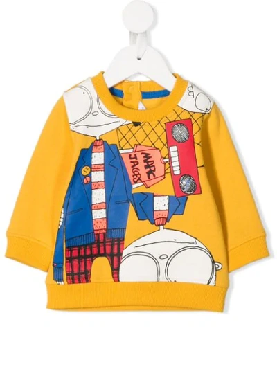 Shop Little Marc Jacobs Mr Marc Print Sweatshirt In Yellow