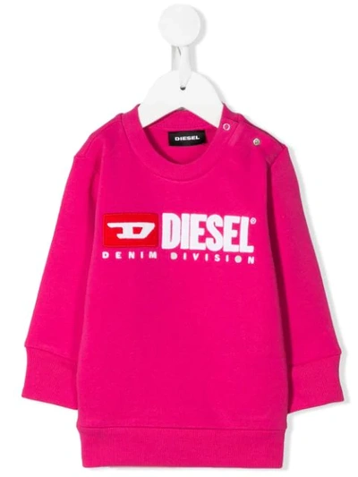 Shop Diesel Logo Print Sweatshirt In Pink