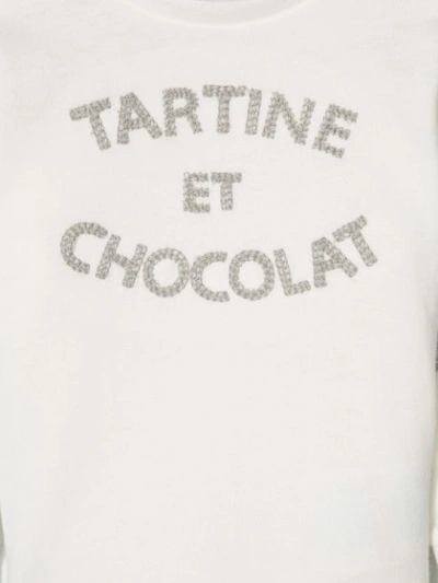 Shop Tartine Et Chocolat Crew-neck Logo Jumper In White