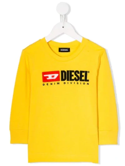 Shop Diesel Logo Print T-shirt In Yellow