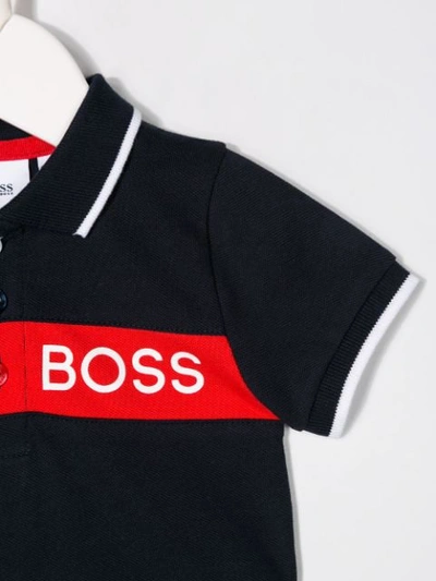 Shop Hugo Boss Logo Print Polo Shirt In Blue