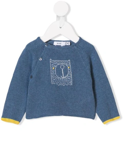 Shop Knot Raglan Sleeve Bear Sweater In Blue