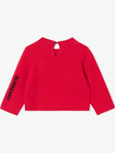 Burberry Thomas Bear Detail Wool Cashmere Sweater In Red