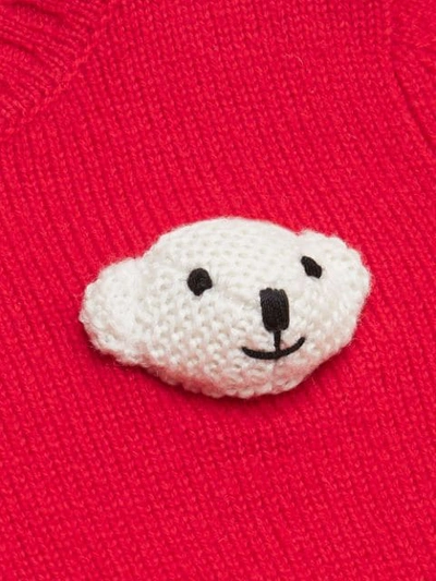 Burberry Thomas Bear Detail Wool Cashmere Sweater In Red