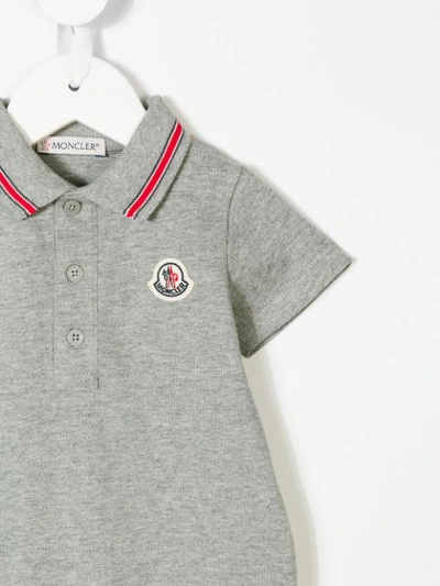 Shop Moncler Logo Patch Romper In Grey