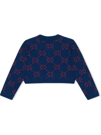Shop Gucci Lurex-cardigan Mit Gg In Blue