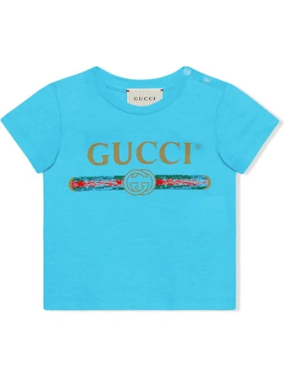 Shop Gucci Baby T-shirt With  Logo In Blue