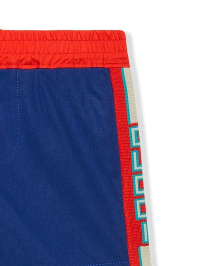 Shop Gucci Baby Poplin Bermuda Short With  Stripe In Blue