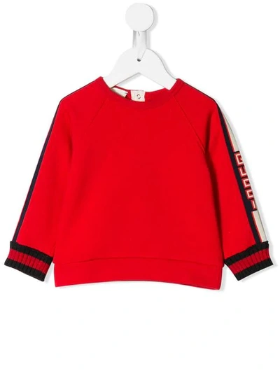 Shop Gucci Logo Sleeve Sweater In Red