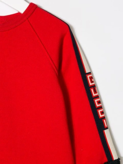 Shop Gucci Logo Sleeve Sweater In Red